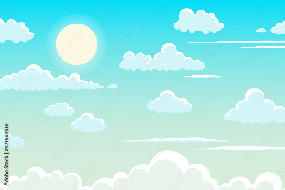 vector illustration of blue sky with bright white clouds on a sunny day for background vector illustration of blue sky with bright white clouds on a sunny day for background