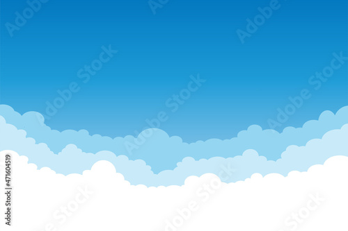 vector landscape white clouds on blue sky flat style design for background