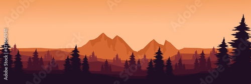 mountain summer sunset landscape vector illustration design for wallpaper design  design template  background template  and tourism design template