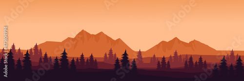 mountain summer sunset landscape vector illustration design for wallpaper design  design template  background template  and tourism design template