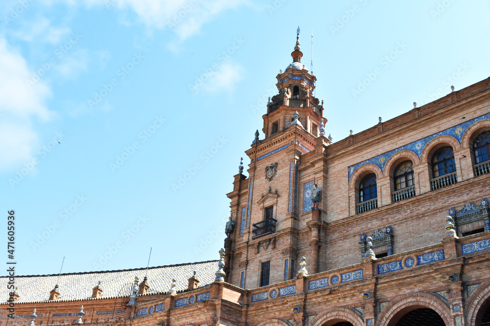 Perspective of the Plaza de España in Seville, Spain during daytime