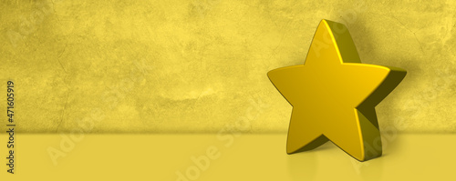 3D Golden Star banner in Gold background with copy space. Business Reward,  Employee Recognition, Achievement and award concept 
 photo