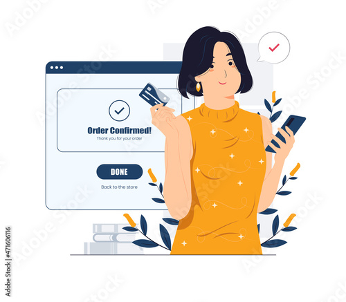 Online shopping,purchase,order confirmed,complete concept illustrations