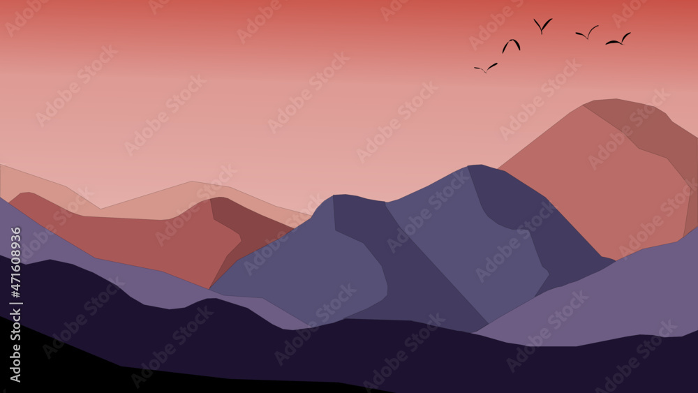 Colorful background with landscape, abstract mountain.