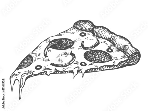 Pizza slice hand drawn drawing