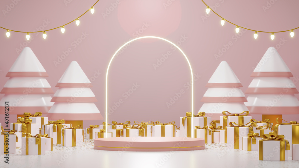 Merry christmas holiday theme empty space podium realistic image for product presentation