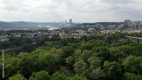 Aerial Reveal Of Pittsburgh From Schenley park