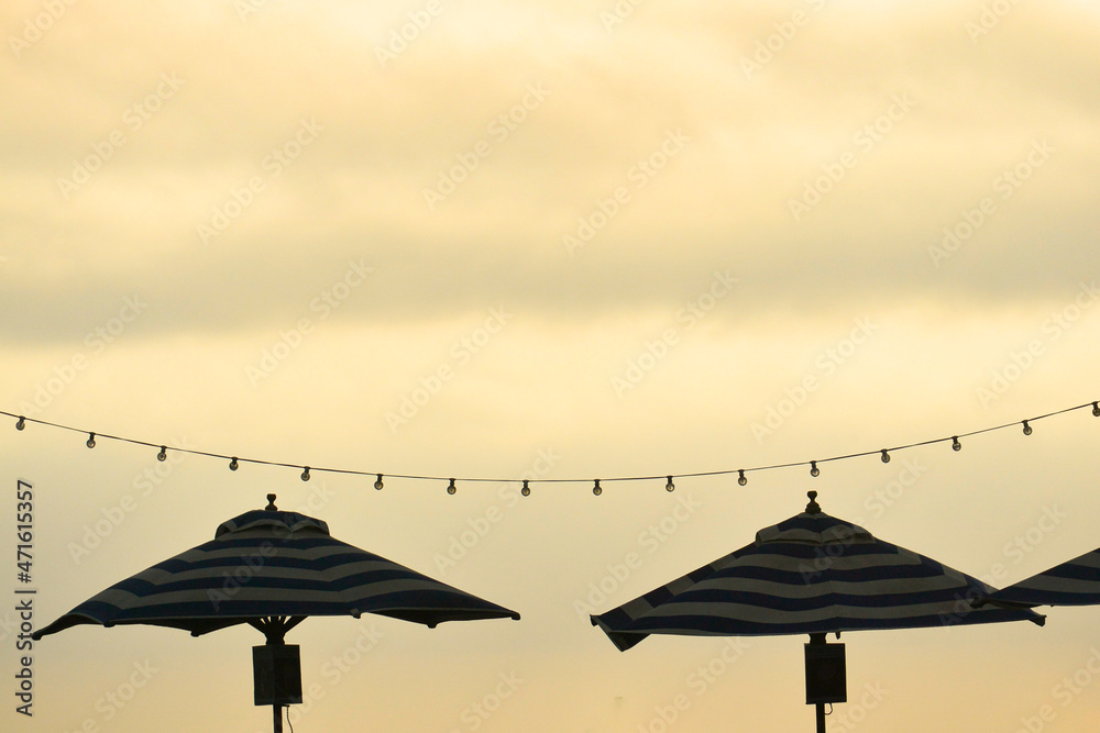 umbrellas on the beach in miraflores city 