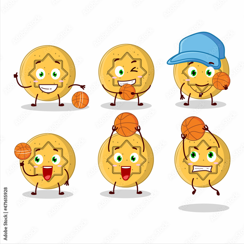 Talented dalgona candy flower cartoon character as a basketball athlete Talented dalgona candy flower cartoon character as a basketball athlete