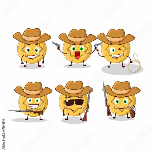Cool cowboy dalgona candy flower cartoon character with a cute hat