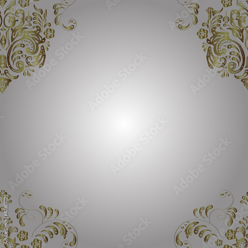 seamless vintage pattern with golden elements on colorfil background