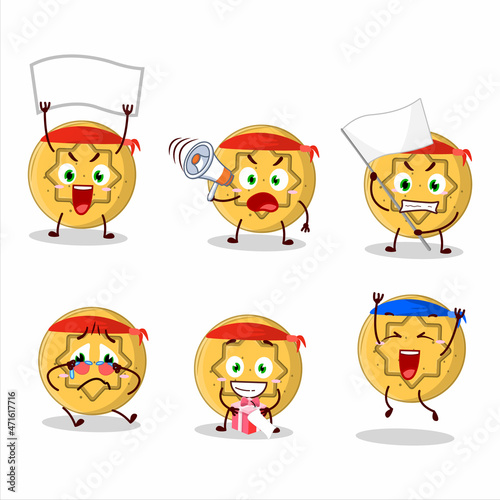 Mascot design style of dalgona candy flower character as an attractive supporter