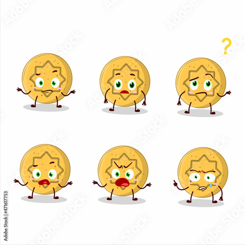 Cartoon character of dalgona candy flower with what expression