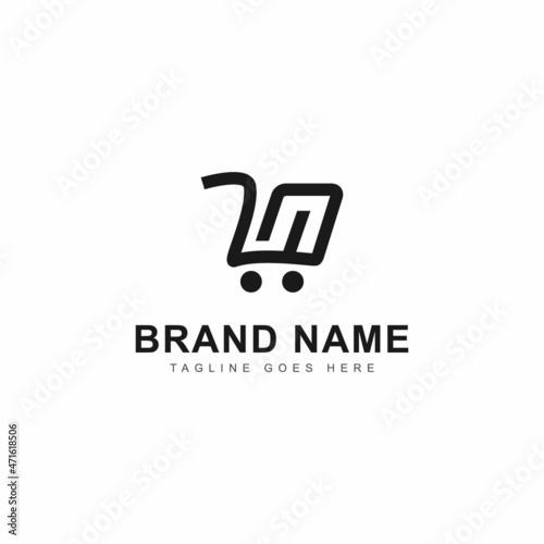Vector design of trolley logo and letter N. Suitable for abstract business logo design.