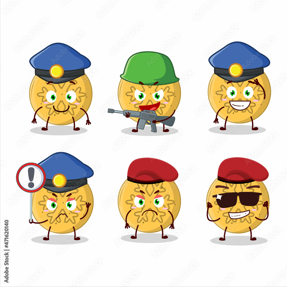 A dedicated Police officer of dalgona candy snowflake mascot design style A dedicated Police officer of dalgona candy snowflake mascot design style