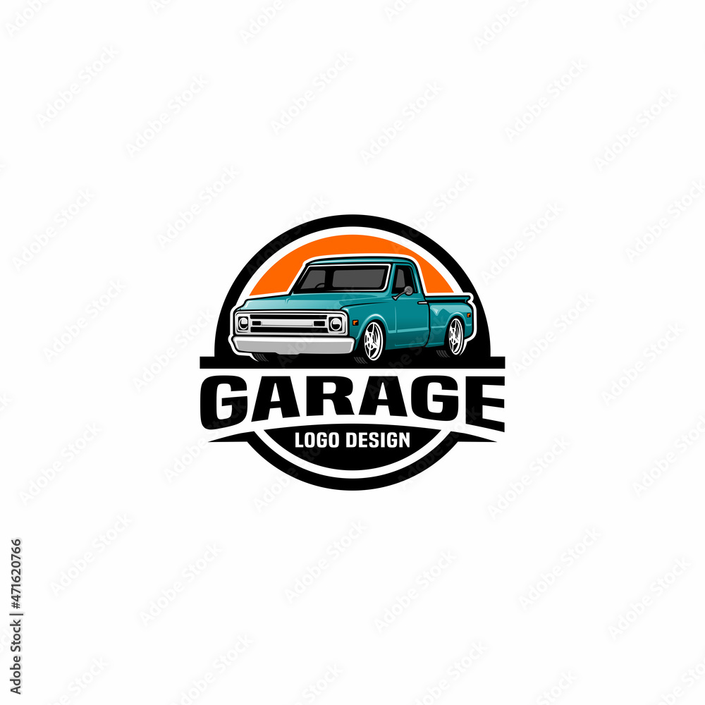 american old pick up truck logo vector