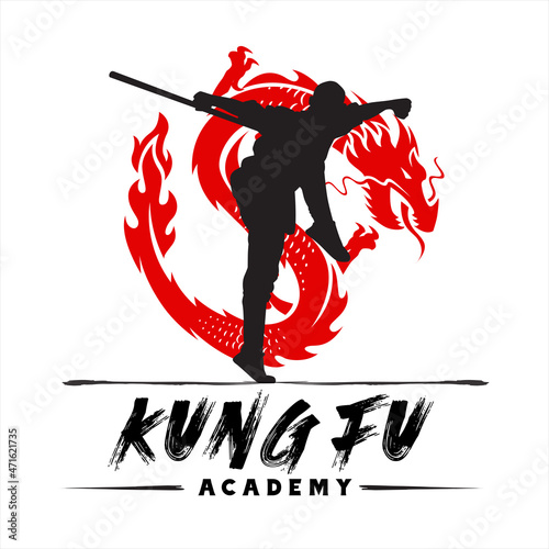 Obraz na płótnie Logo kung fu academy, material art vector illustration