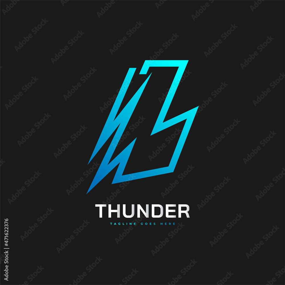 Blue Thunder Logo Design with Letter B Concept. B with Thunder Logo Design for Business Brand Identity Blue Thunder Logo Design with Letter B Concept. B with Thunder Logo Design for Business Brand Identity
