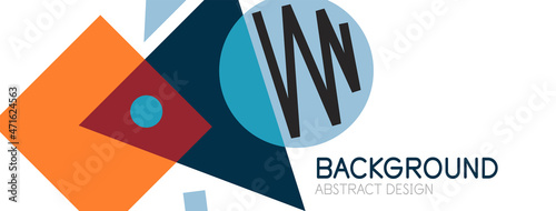 Abstract background. Blocks, lines, triangles, circles composition. Techno or business concept for wallpaper, banner, background, landing page
