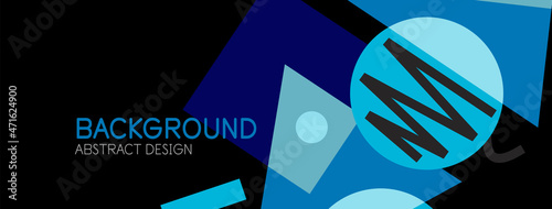 Abstract background. Blocks, lines, triangles, circles composition. Techno or business concept for wallpaper, banner, background, landing page