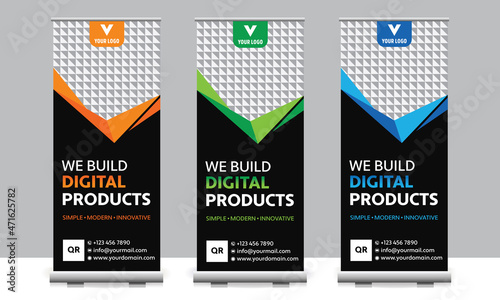professional corporate roll up stand banner design vector template