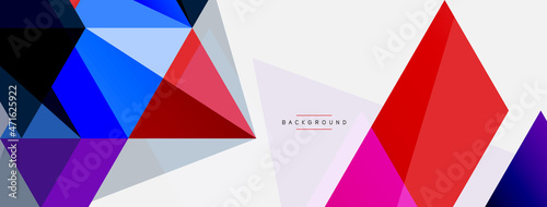 Color triangles composition, geometric abstract background. Techno or business concept, pattern for wallpaper, banner, background, landing page