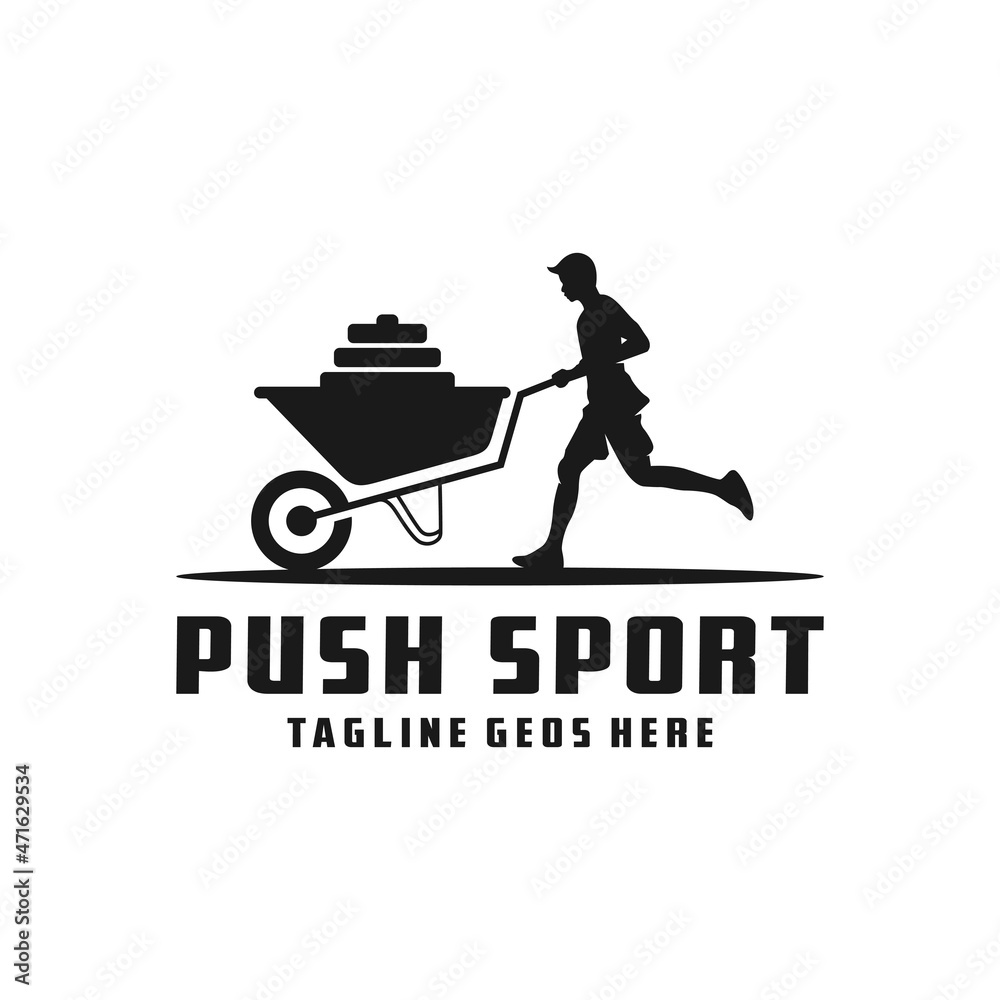 sports inspiration illustration logo pushing a cart sports inspiration illustration logo pushing a cart