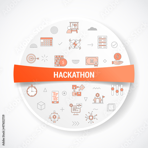 hackathon concept with icon concept with round or circle shape
