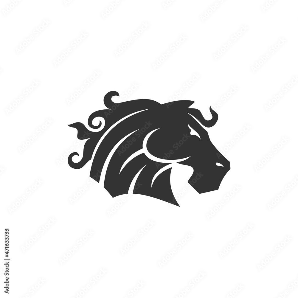 Horse Head Illustration Template Icon emblem Isolated
