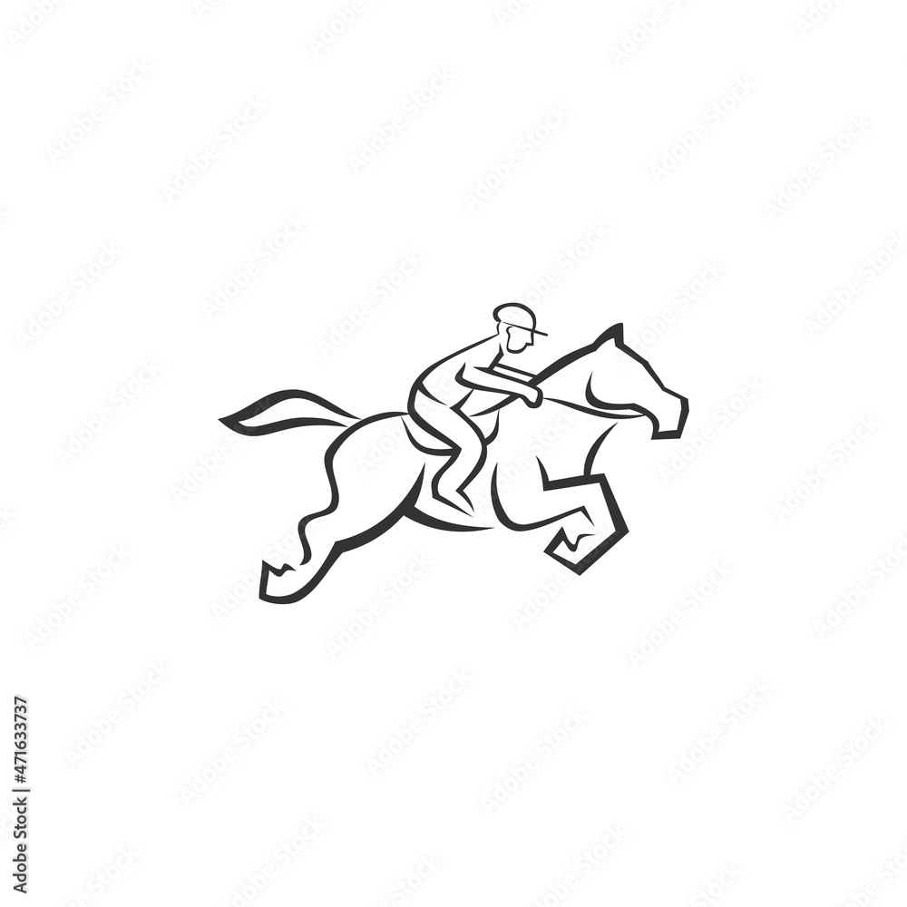 Jumping horse with jockey Illustration Template Icon emblem Isolated Jumping horse with jockey Illustration Template Icon emblem Isolated
