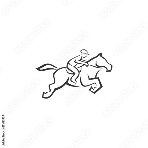 Jumping horse with jockey Illustration Template Icon emblem Isolated © alluranet