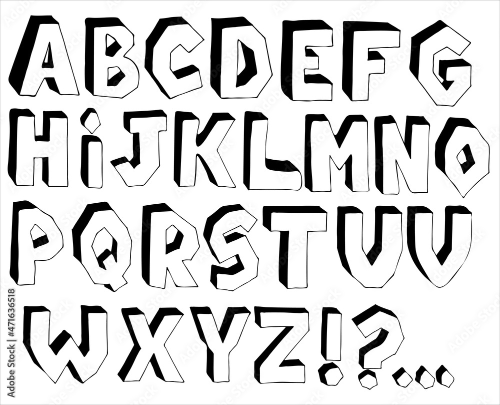 Volumetric alphabet. Vector (3) Volumetric alphabet. Vector (3)