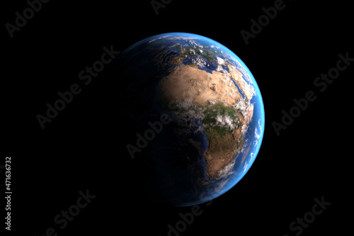 View of Planete Earth World Globe from Space. Elements of this image furnished by NASA. 3d Rendering