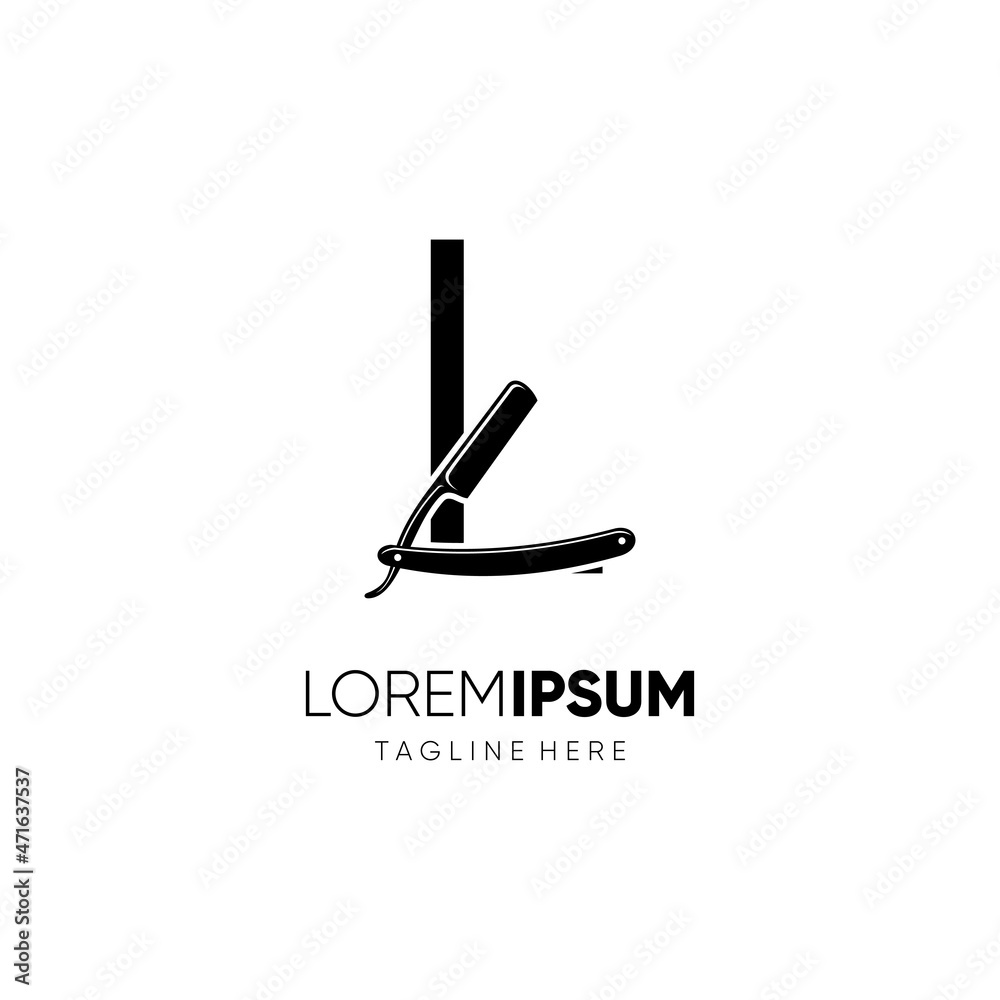 Letter L Straight Razor Logo Design Vector Icon Graphic Emblem Illustration Letter L Straight Razor Logo Design Vector Icon Graphic Emblem Illustration