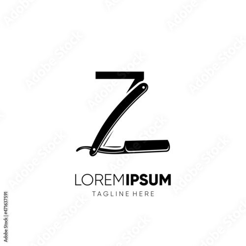 Letter Z Straight Razor Logo Design Vector Icon Graphic Emblem Illustration