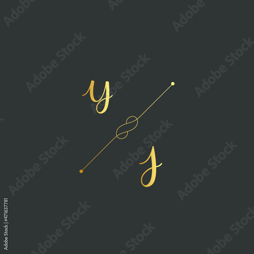 YJ Initials letter alphabet watercolor logo branding set collection, Feminine logotype template in elegant artistic style. Feminine luxury logo design template.
