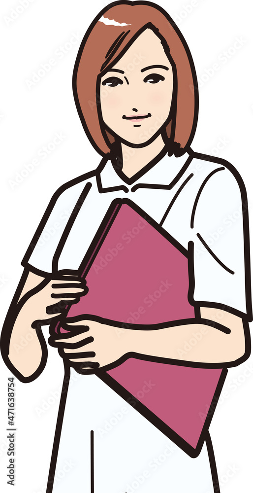 ファイルを持つ笑顔の看護師 ファイルを持つ笑顔の看護師