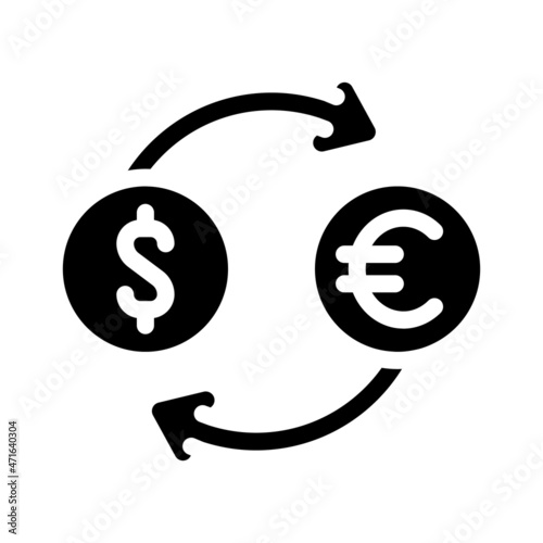 currency exchange glyph icon vector. currency exchange sign. isolated contour symbol black illustration
