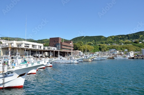 稲取金目や雛のつるし飾りでも有名な伊豆稲取の漁港風景です。