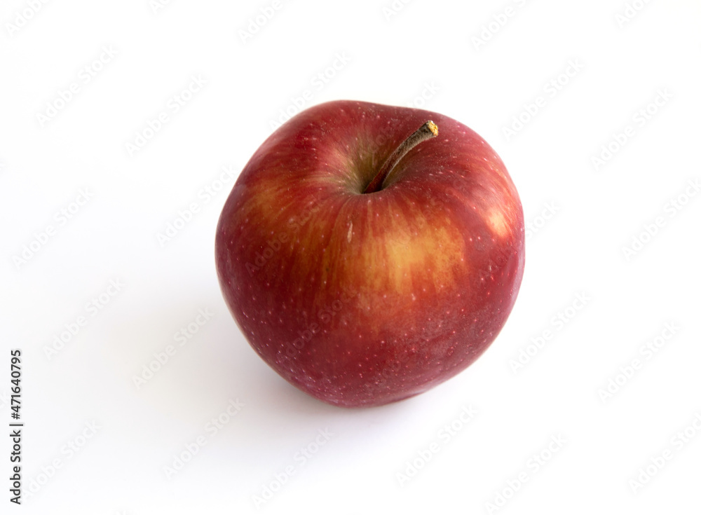 Close-up Fresh ripe red apple fruit isolated on the white background Healthy Food Concept Vegetarianism