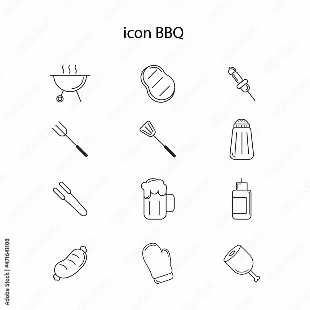 Set icon BBQ ,symbol, black outline, 12 icons, vector, illustration.
Set icon BBQ ,symbol, black outline, 12 icons, vector, illustration.