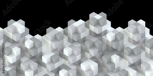 Fototapeta Naklejka Na Ścianę i Meble -  Horizontal composition of white cubes of different sizes as background and texture.