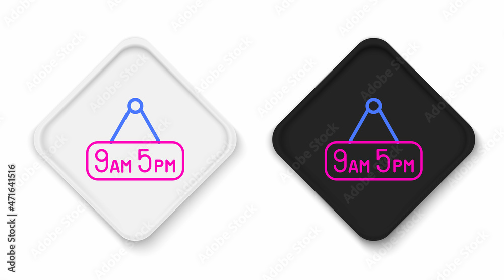 Line From 9 to 5 job icon isolated on white background. Concept meaning work time schedule daily routine classic traditional employment. Colorful outline concept. Vector Line From 9 to 5 job icon isolated on white background. Concept meaning work time schedule daily routine classic traditional employment. Colorful outline concept. Vector