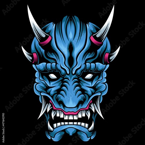 hannya mask japan vector illustration