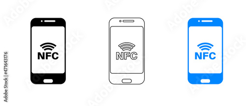 Nfc icon set. Wireless payment. Contactless cashless society icon. Vector on isolated white background. EPS 10