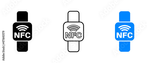 Nfc icon set. Wireless payment. Contactless cashless society icon. Vector on isolated white background. EPS 10