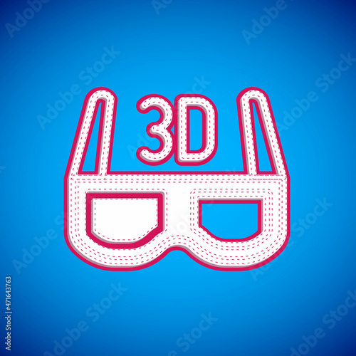 White 3D cinema glasses icon isolated on blue background. Vector