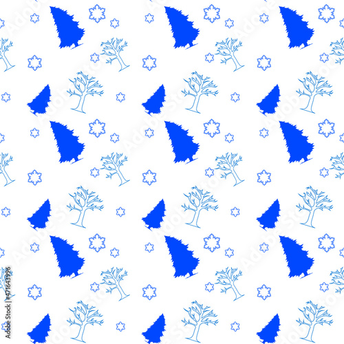 Christmas seamless pattern with christmas tree and snowflakes, vector background.Design template for wallpaper,fabric,wrapping,textile