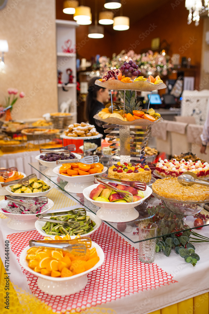 fruits and desserts in the buffet restaurant