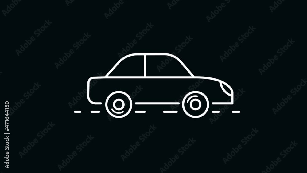 line moving car animation.4K Video motion animation.alpha matte. line moving car animation.4K Video motion animation.alpha matte.